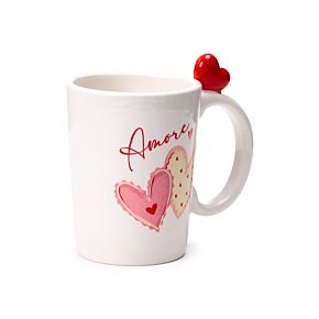 Amore Hearts Ceramic Shaped Handle Mug Amore Hearts Ceramic Shaped Handle Mug