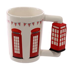 London Icons Red Telephone Box Ceramic Shaped Handle Mug with Decal London Icons Red Telephone Box Ceramic Shaped Handle Mug with Decal