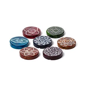 Carved Soapstone Chakra Round Ashcatcher Incense Stick Burner
