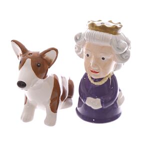 Queen & Corgi Ceramic Salt & Pepper Set