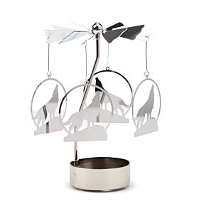 Howling Wolf Rotating Carousel Spinning Tea Light Candle Holder