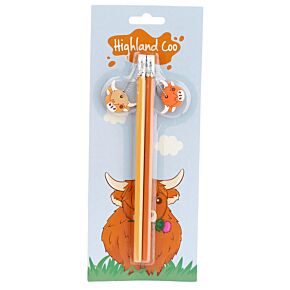 Highland Coo Cow Set of 2 PVC Charm Pencils