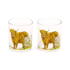 Jan Pashley Highland Coo Cow Set of 2 Glass Tumblers 250ml