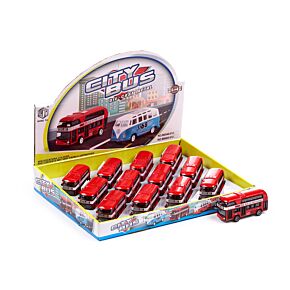 Red City Bus Pull Back Action Toy