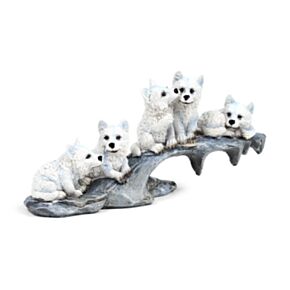 Wolf Puppies Playing on Stone Outcrop