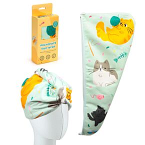 Beans & Co Cats Microfibre Hair Wrap Towel