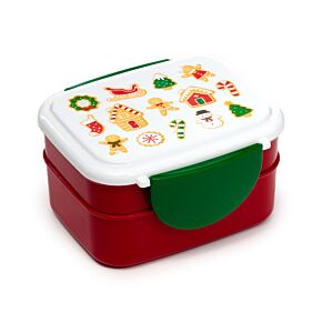 Christmas Baker Street Gingerbread Clip Lock Stacked Bento Lunch Box with Cutlery