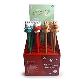 Erasable Pen with Christmas Festive Friends Bunny Rabbit Topper Erasable Pen with Christmas Festive Friends Bunny Rabbit Topper
