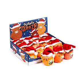 Queasy Squeezies Christmas Hat Highland Coo Plush Squeezy Toy