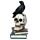 Crow Standing on Skull & Books Ornament